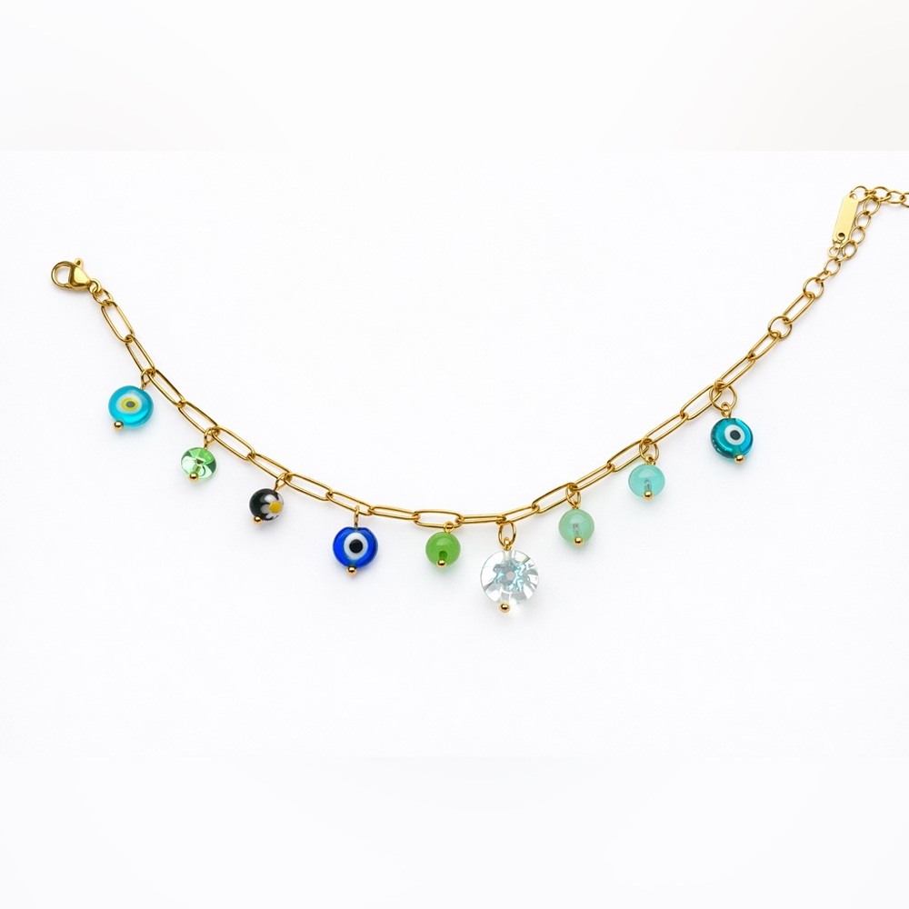 Chic Gold Bracelet with Multicolor Charms